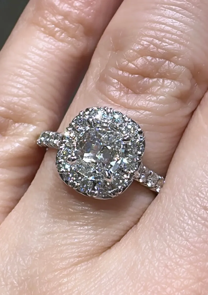 Henri Daussi Signed GIA Certified 1.66ct tw Cushion-cut Ring