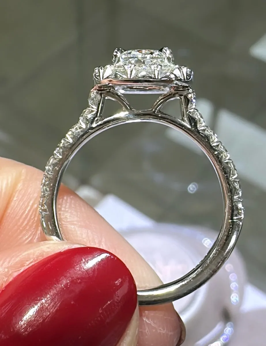 Henri Daussi Signed GIA Certified 1.66ct tw Cushion-cut Ring