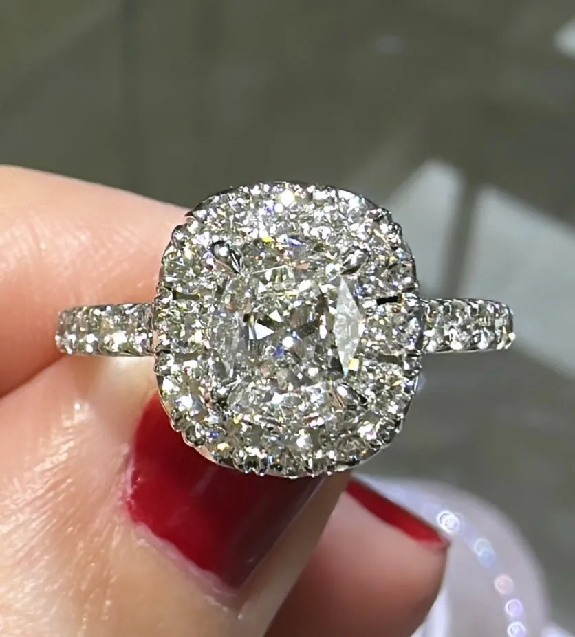 Henri Daussi Signed GIA Certified 1.66ct tw Cushion-cut Ring