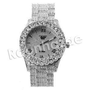 HIP HOP RAONHAZAE LUXURY SILVER FINISHED LAB DIAMOND WATCH