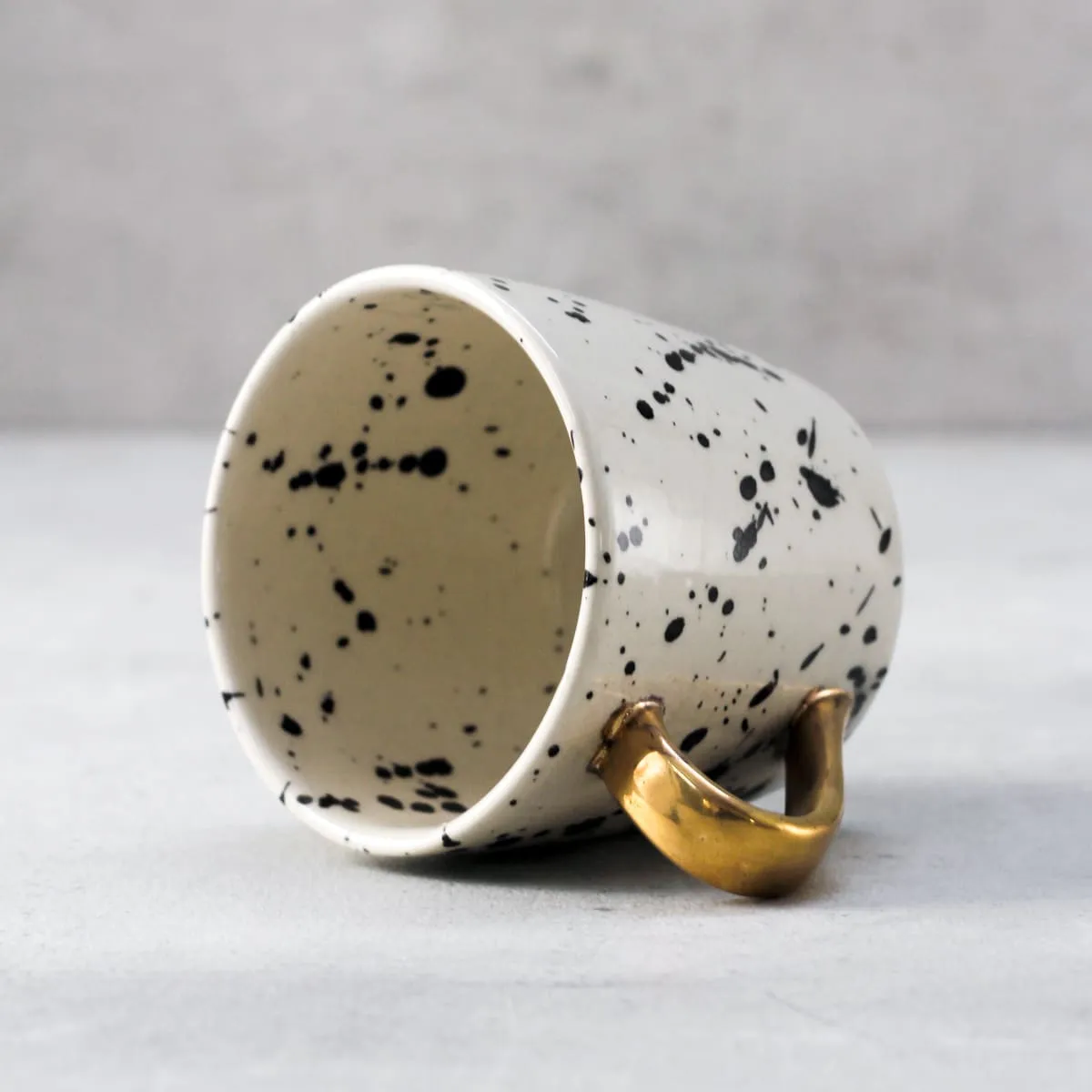 Home Artisan Dalmatian Ceramic Mug with Golden Handle - Set of 2