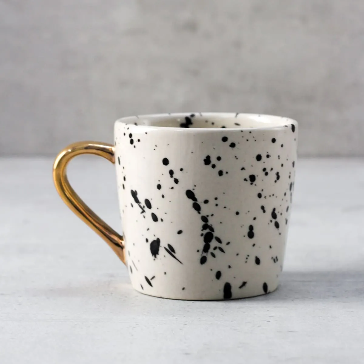 Home Artisan Dalmatian Ceramic Mug with Golden Handle - Set of 2