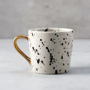 Home Artisan Dalmatian Ceramic Mug with Golden Handle - Set of 2
