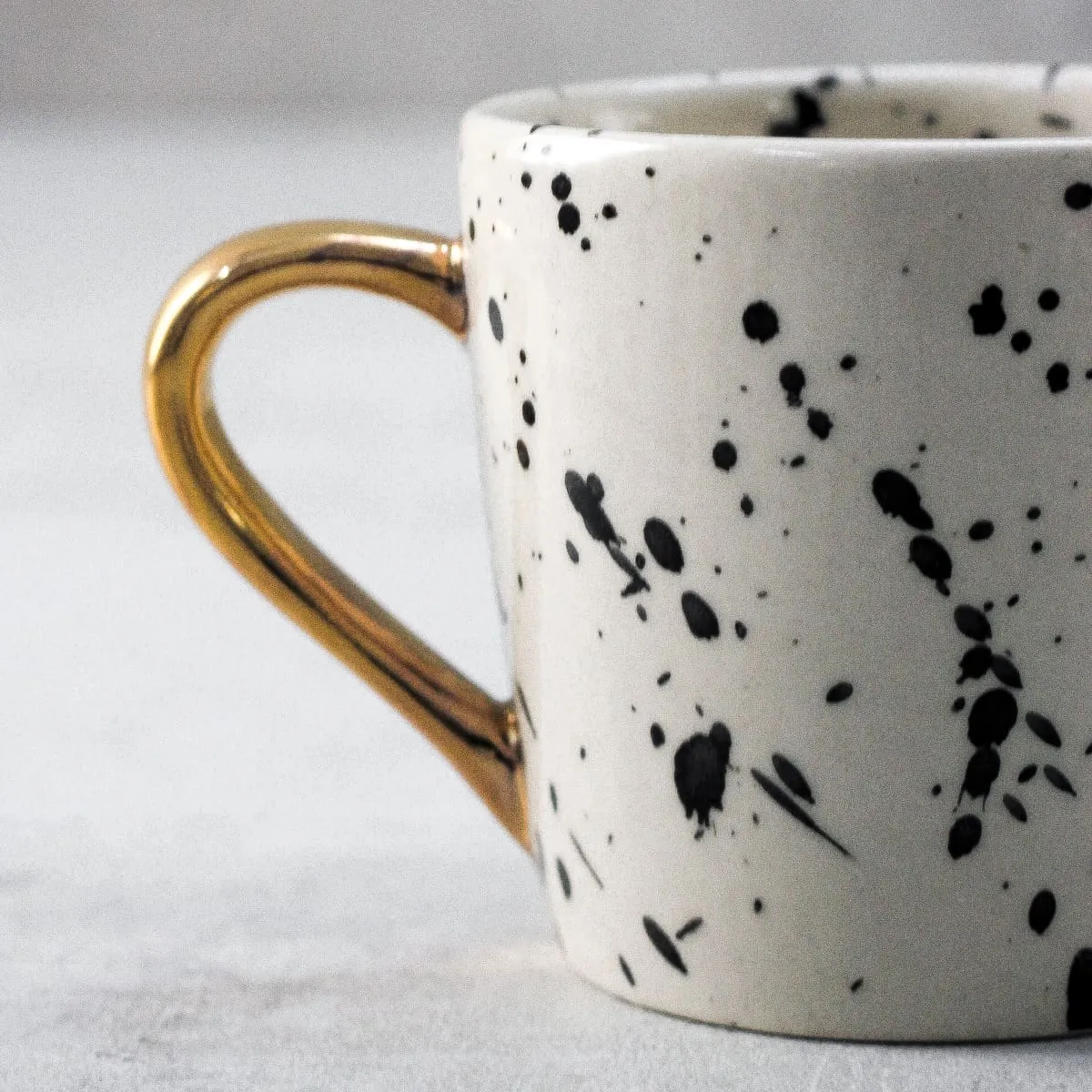 Home Artisan Dalmatian Ceramic Mug with Golden Handle - Set of 2