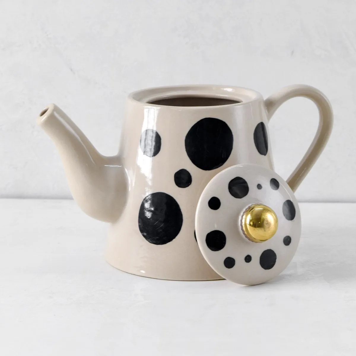 Home Artisan Monique Black Spots Ceramic Teapot