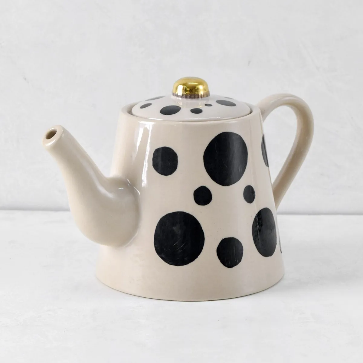 Home Artisan Monique Black Spots Ceramic Teapot