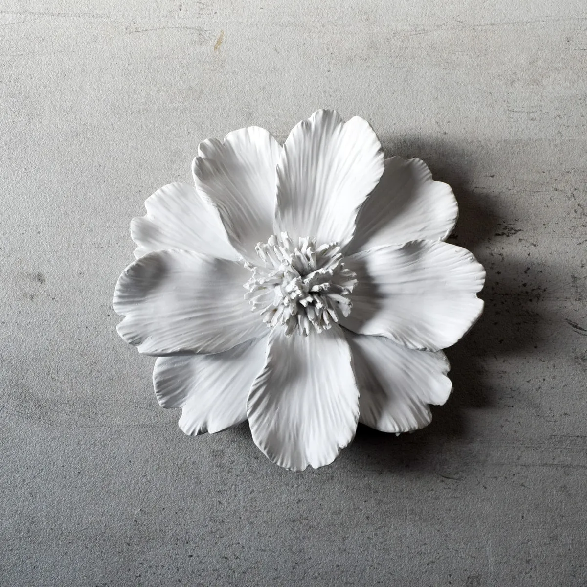 Home Artisan Peony Ceramic Flowers Wall Sculpture (White) - Medium