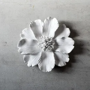 Home Artisan Peony Ceramic Flowers Wall Sculpture (White) - Medium
