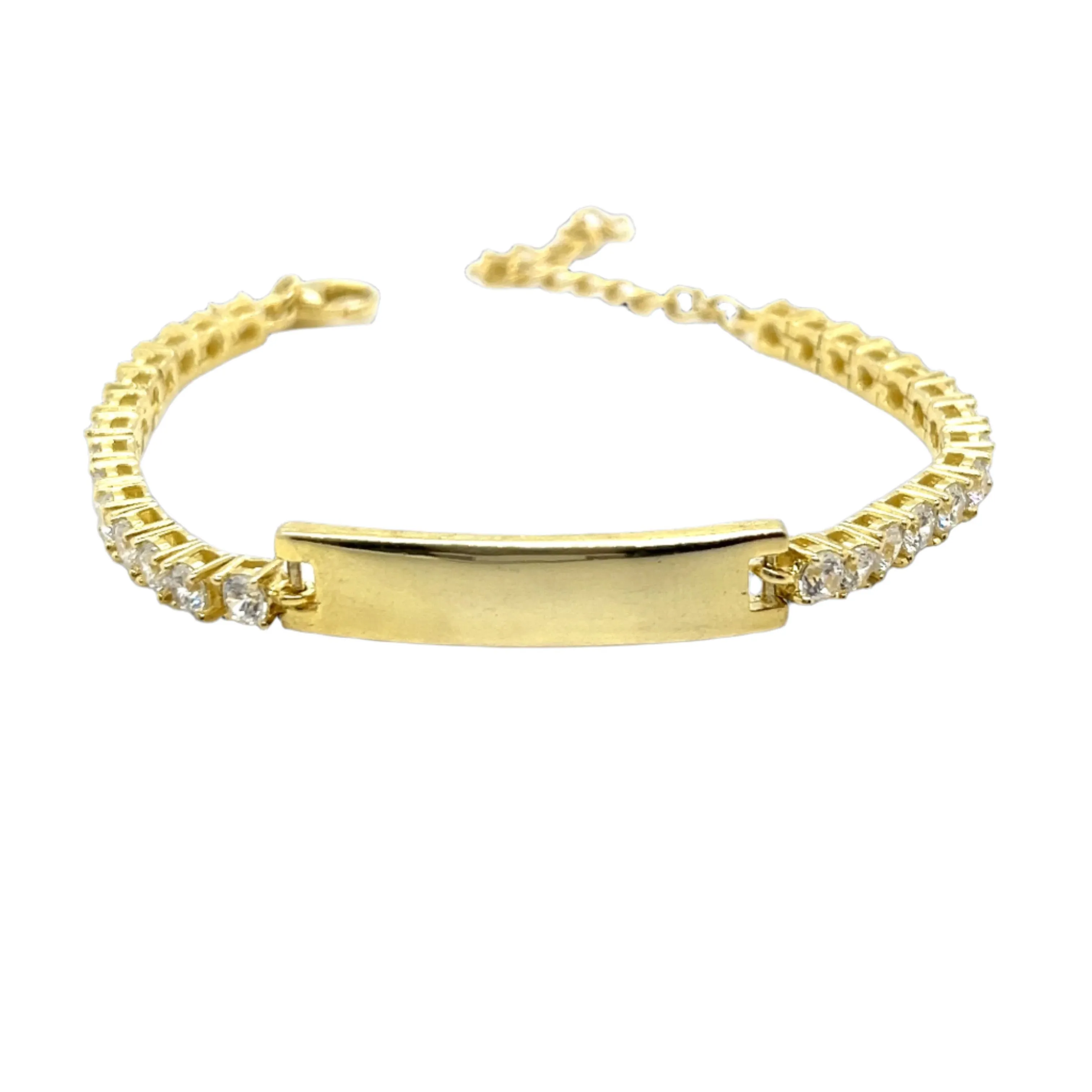 Iced Out with Cubic Zirconia ID Nameplate Bracelet for Kids - C141989