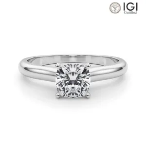 Isabella Cushion Lab Grown Diamond Solitaire Engagement Ring IGI Certified