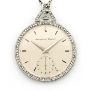 IWC Platinum Diamond Pocket Watch with Original Box and Papers