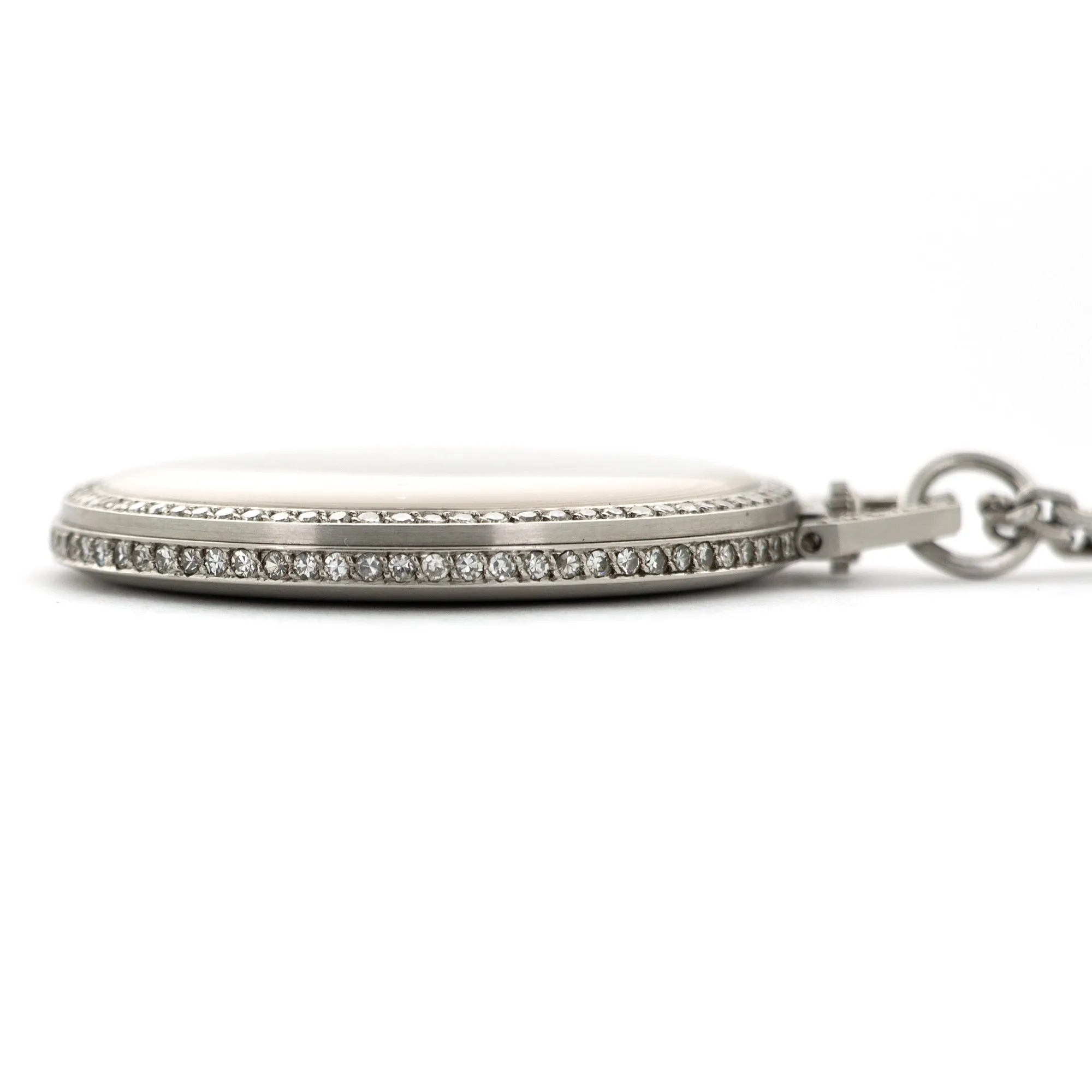IWC Platinum Diamond Pocket Watch with Original Box and Papers