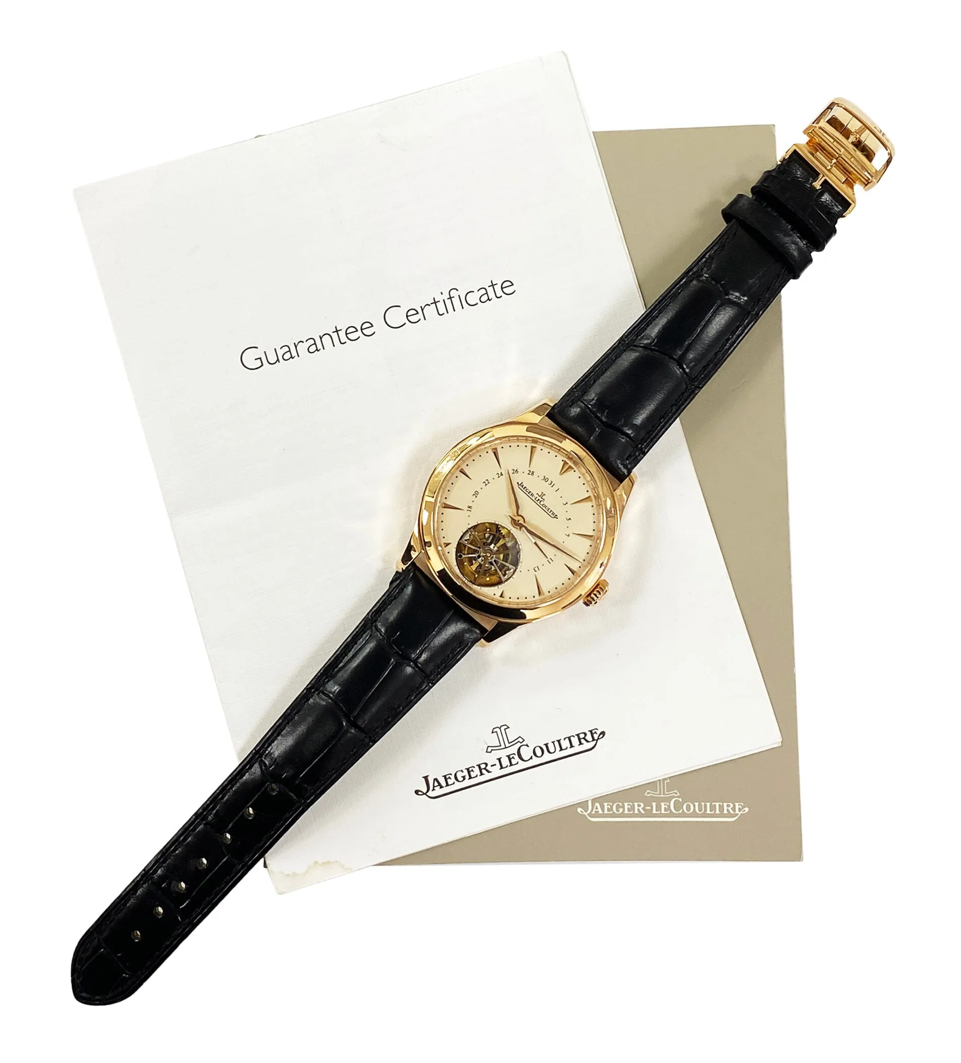 Jaeger Lecoultre Master Date Tourbillion Q1652410 Cream Dial Mens Watch Papers