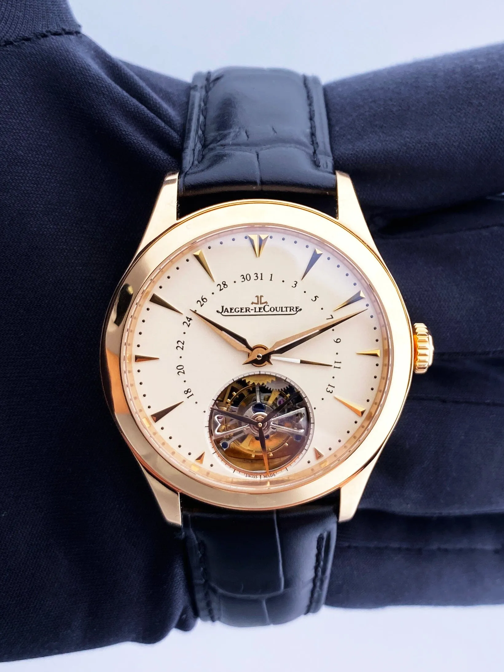 Jaeger Lecoultre Master Date Tourbillion Q1652410 Cream Dial Mens Watch Papers
