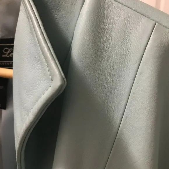JERRY LEWIS CLASSIC LUXURIES SKY BLUE LEATHER JACKET SIZE LARGE
