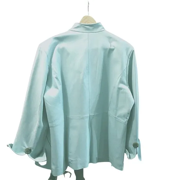 JERRY LEWIS CLASSIC LUXURIES SKY BLUE LEATHER JACKET SIZE LARGE