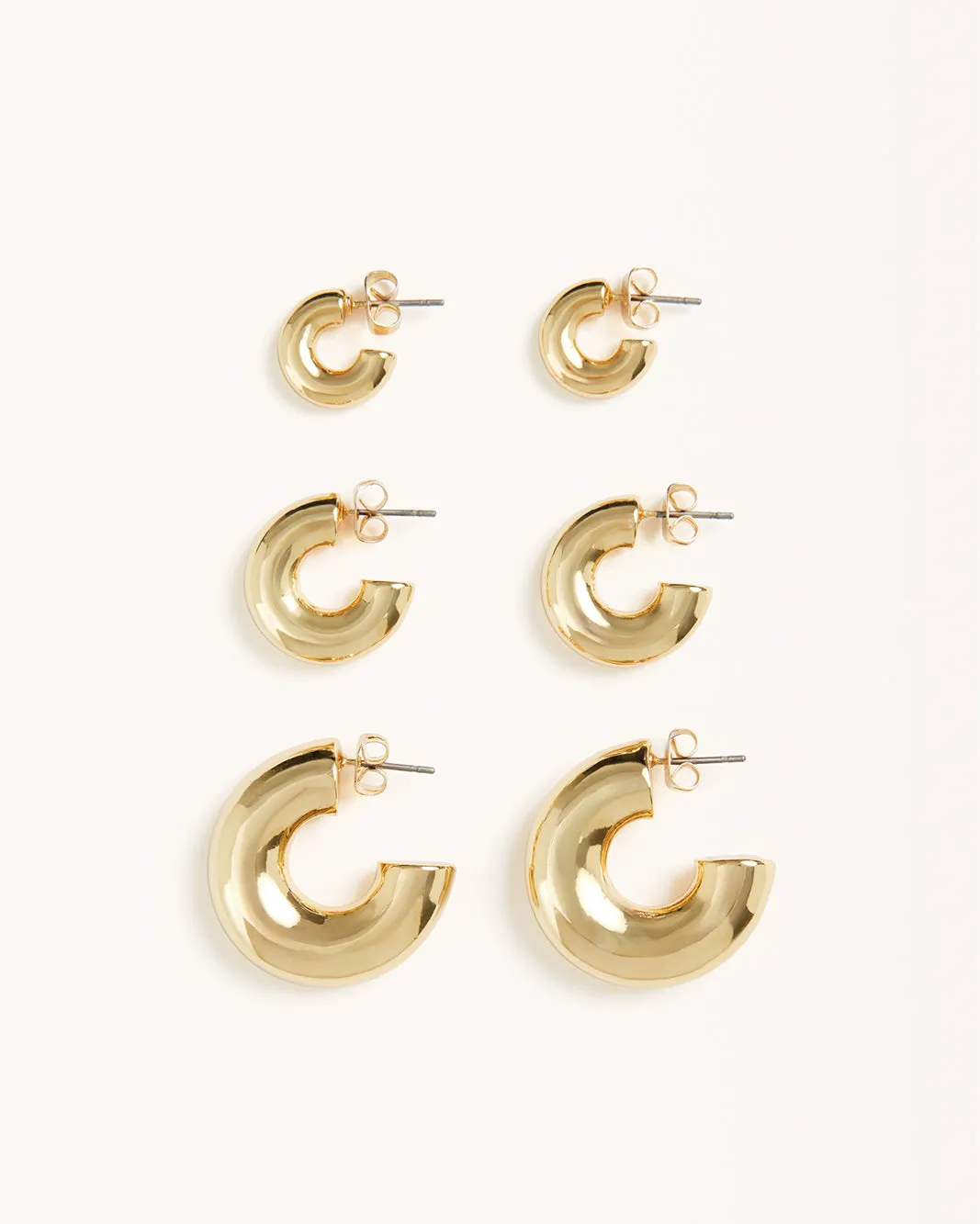 JULIETTE EARRINGS 3 PACK  - GOLD PLATED 18K