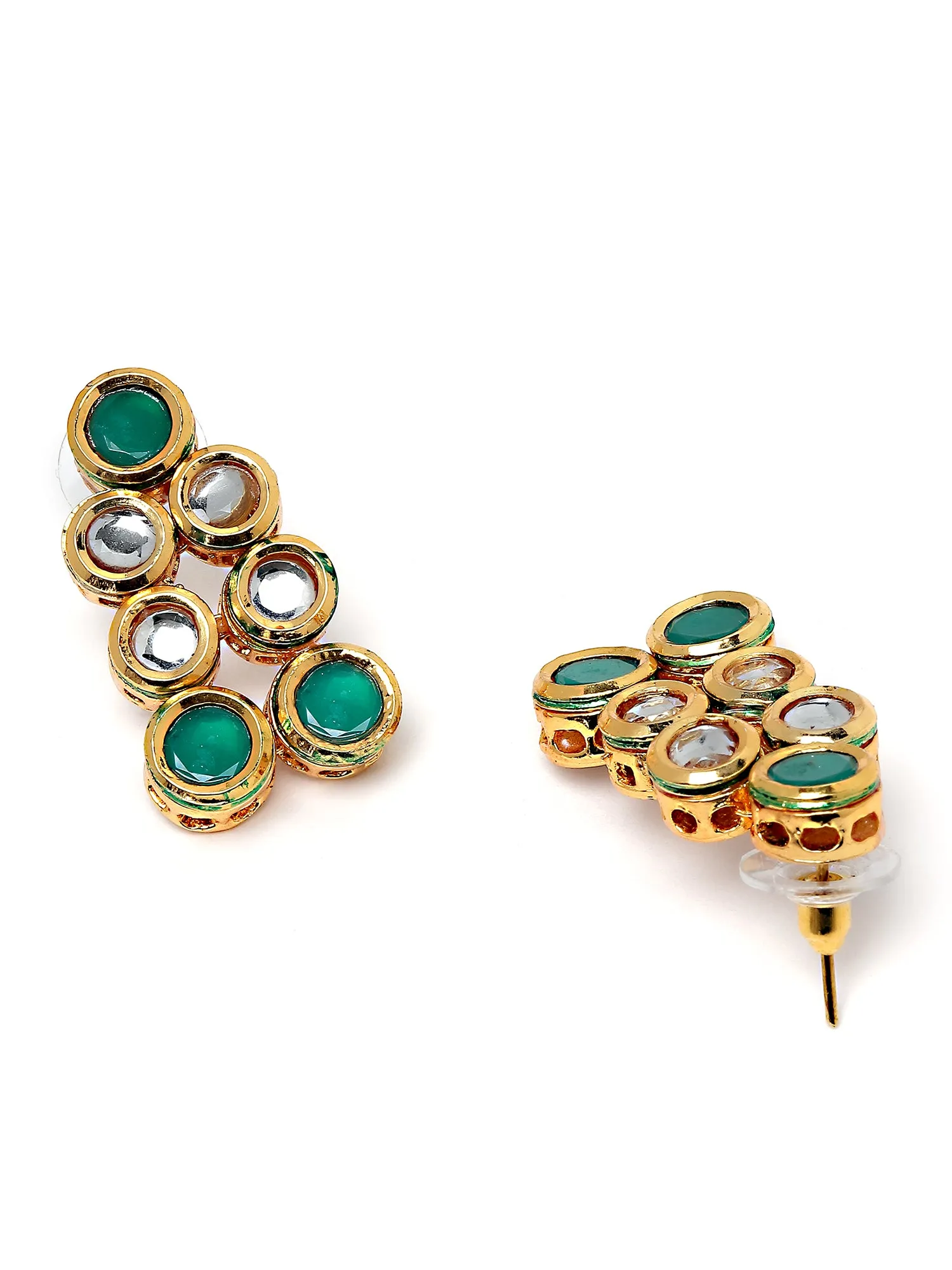 Karatcart Gold Plated Green Polki Kundan Handcrafted Necklace Set for Women