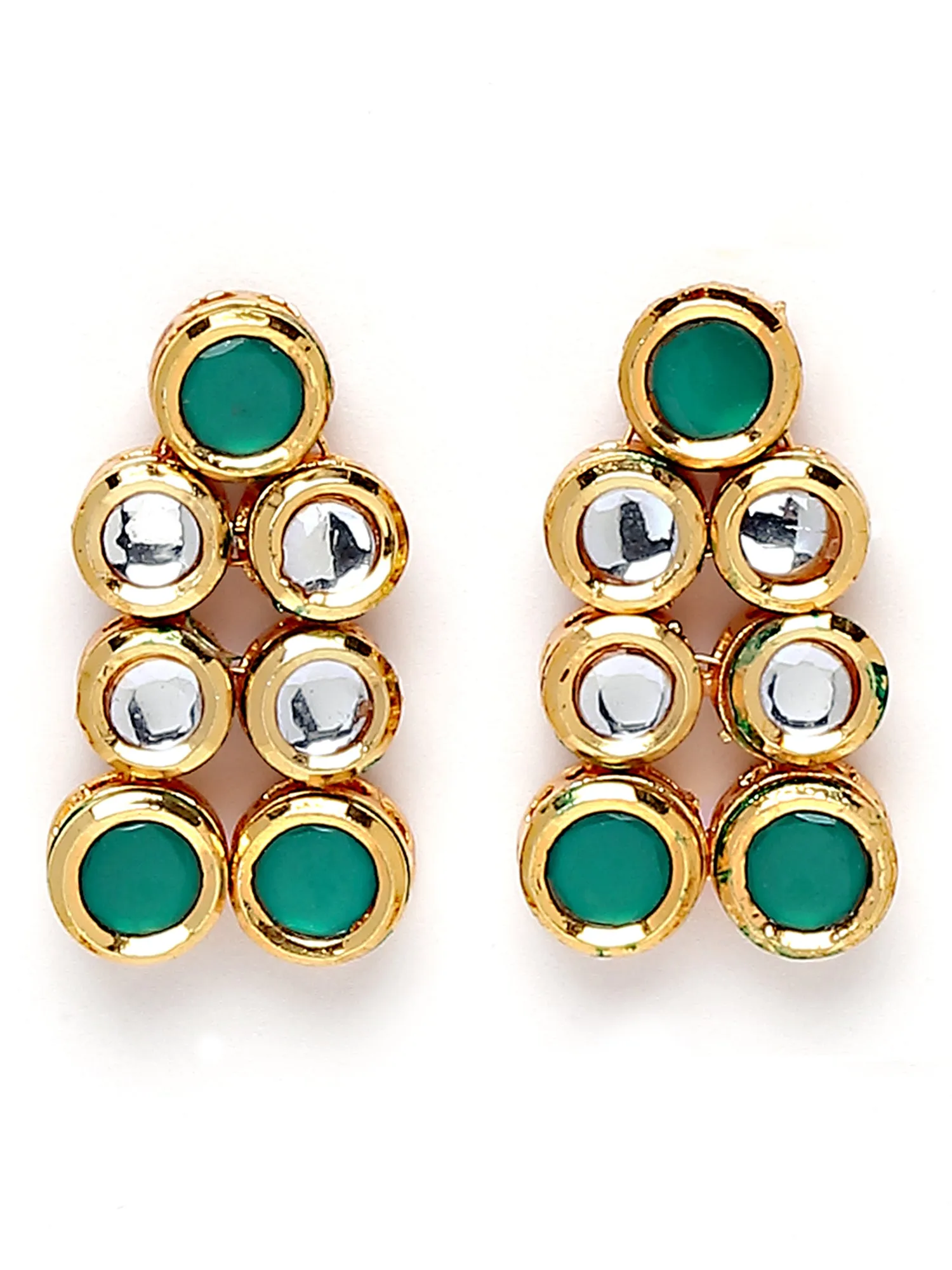 Karatcart Gold Plated Green Polki Kundan Handcrafted Necklace Set for Women