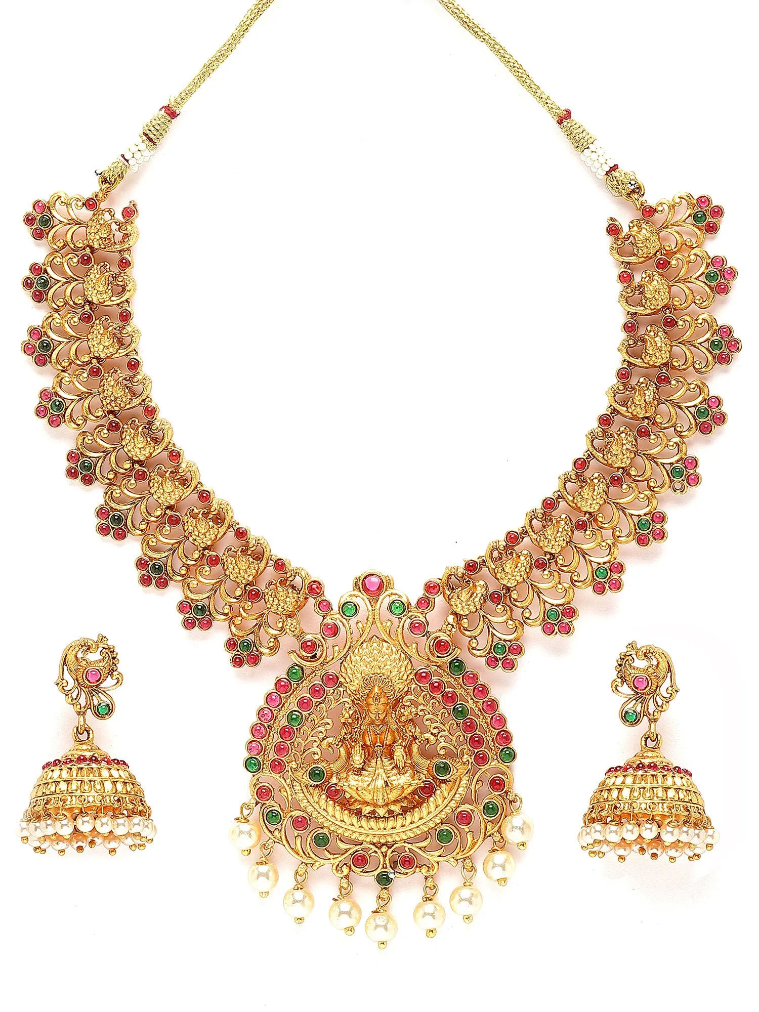 Karatcart Gold Plated Mata Laxmi Temple Jewellery Set for Women