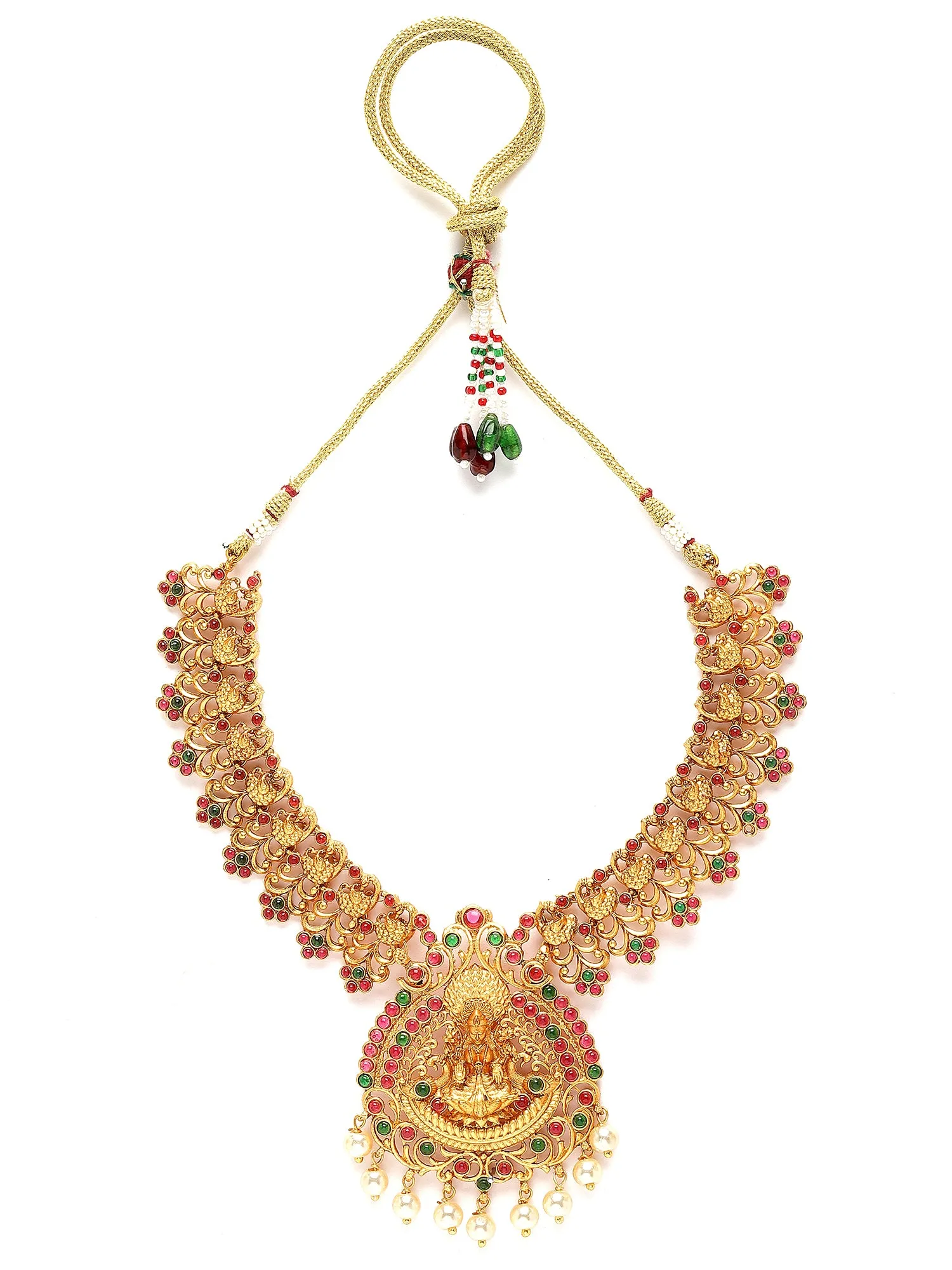 Karatcart Gold Plated Mata Laxmi Temple Jewellery Set for Women