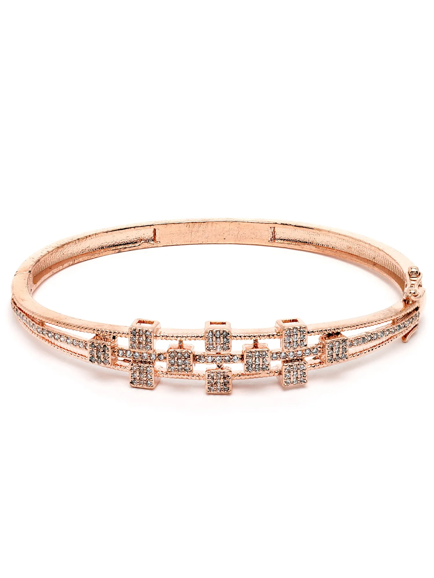 Karatcart Rose Gold Plated Cubic Zirconia Bracelet for Women