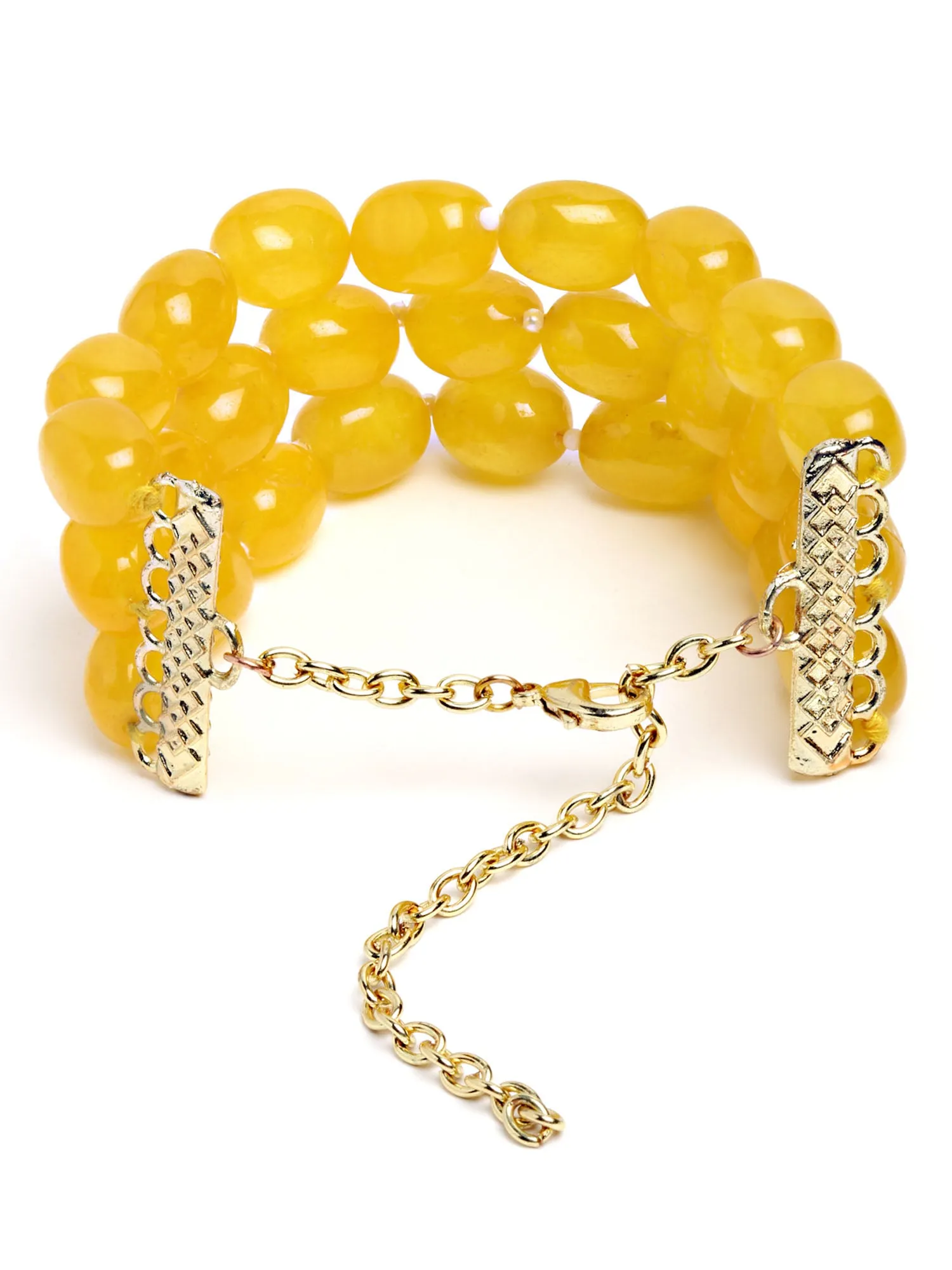 Karatcart Yellow Tumble Stone Beaded Bracelet for Women