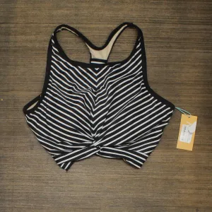 Kona Sol Women's Longline Twist Bikini Top Black Striped L