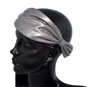 Leather Lambskin Grey Turban Headband