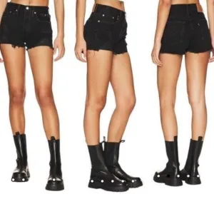 LEVI'S 501 High Rise‎ Black Denim Distressed Cutoff Shorts