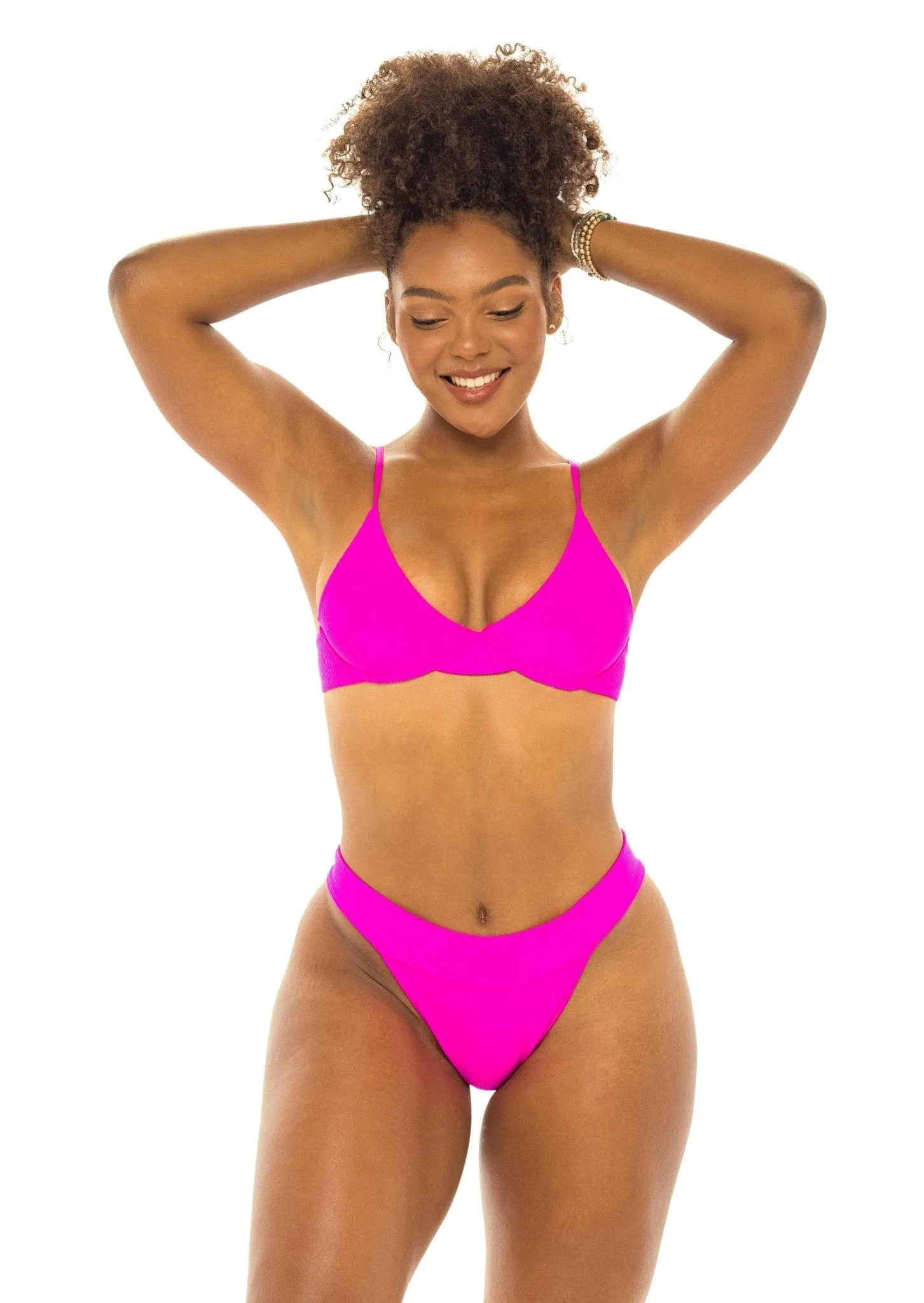 London Banded Cheeky Bikini Bottom - Passion Pink