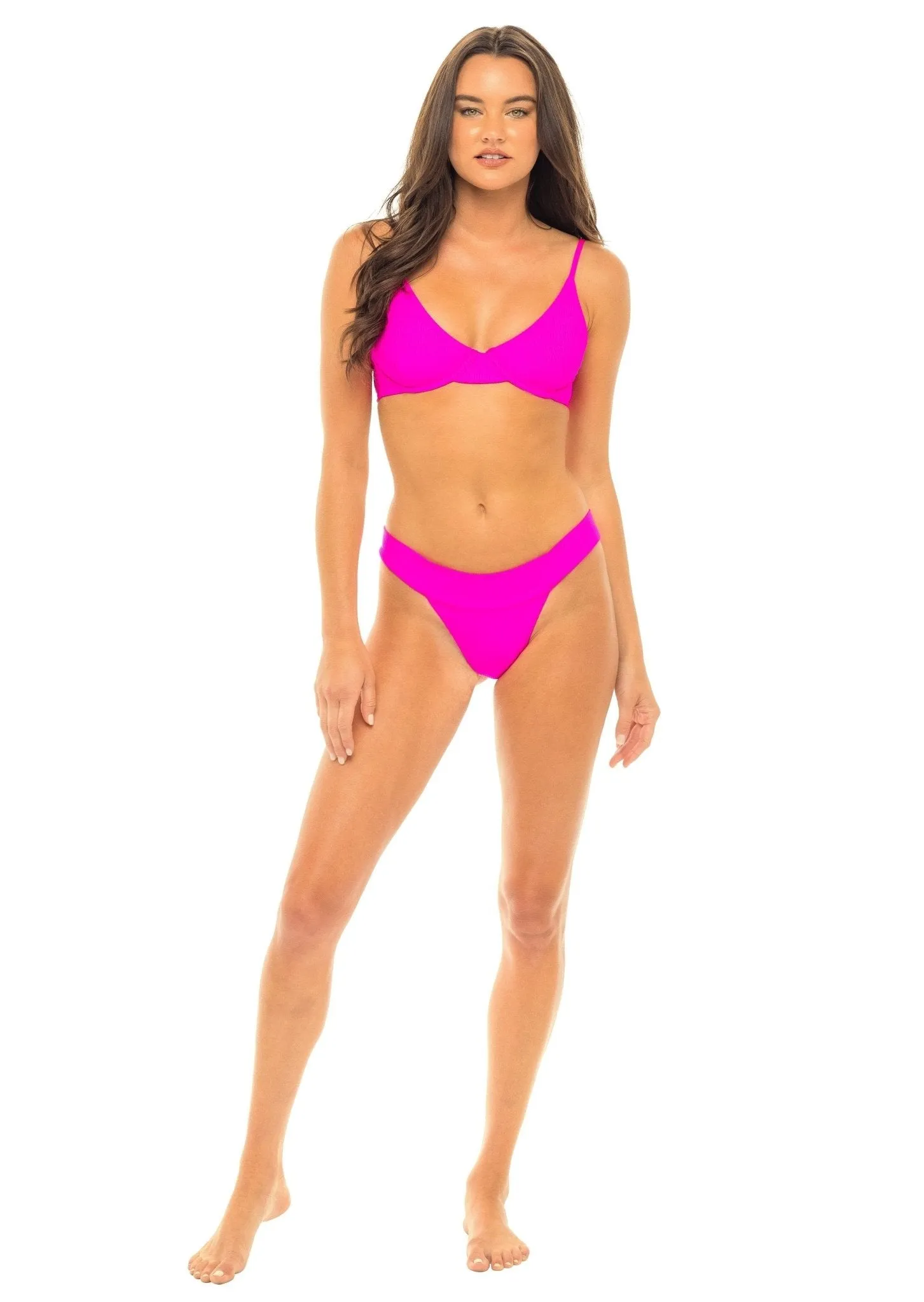 London Banded Cheeky Bikini Bottom - Passion Pink