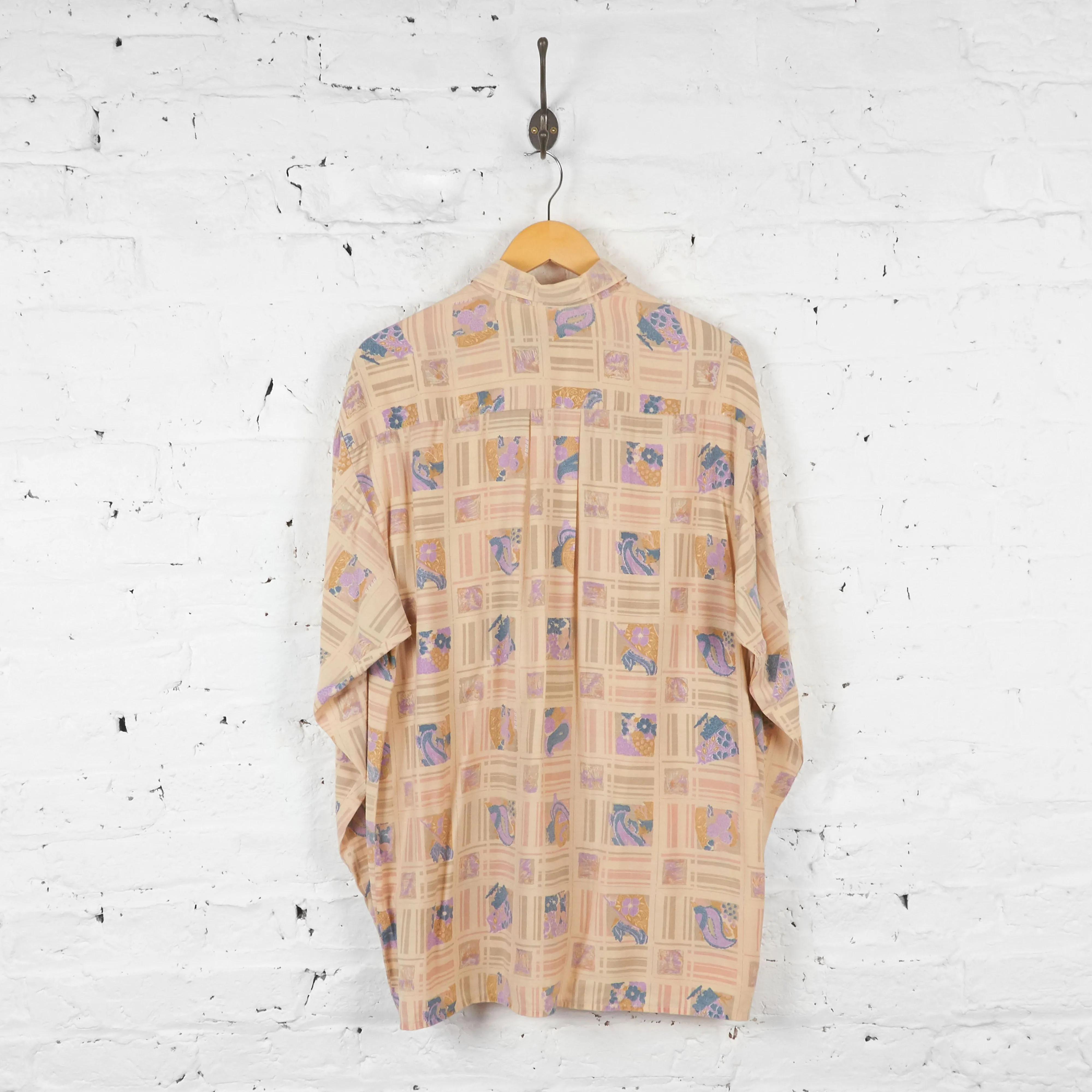 Long Sleeve Pattern Shirt - Beige - L