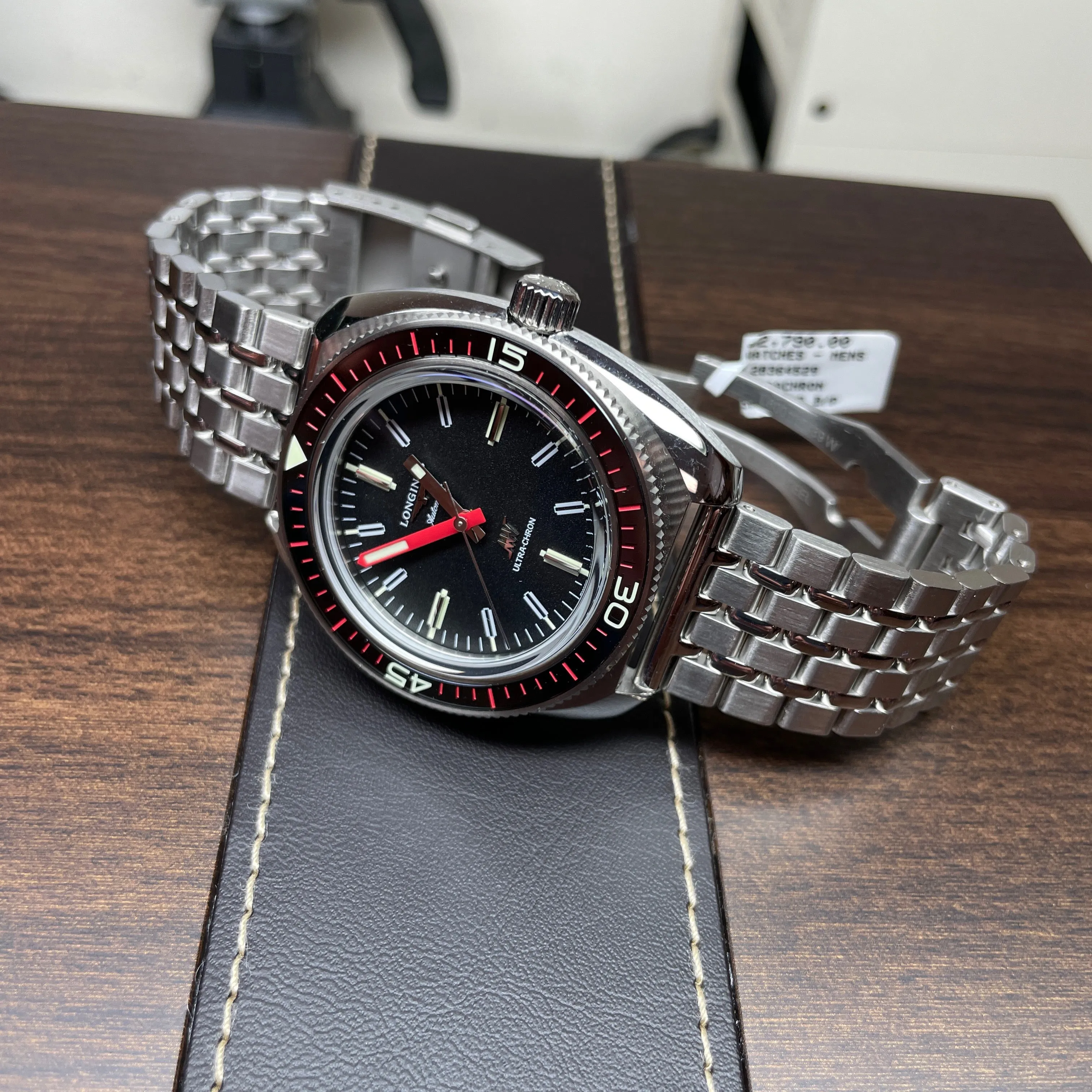 Longines Ultra-Chron Black Red Steel Watch L28364526