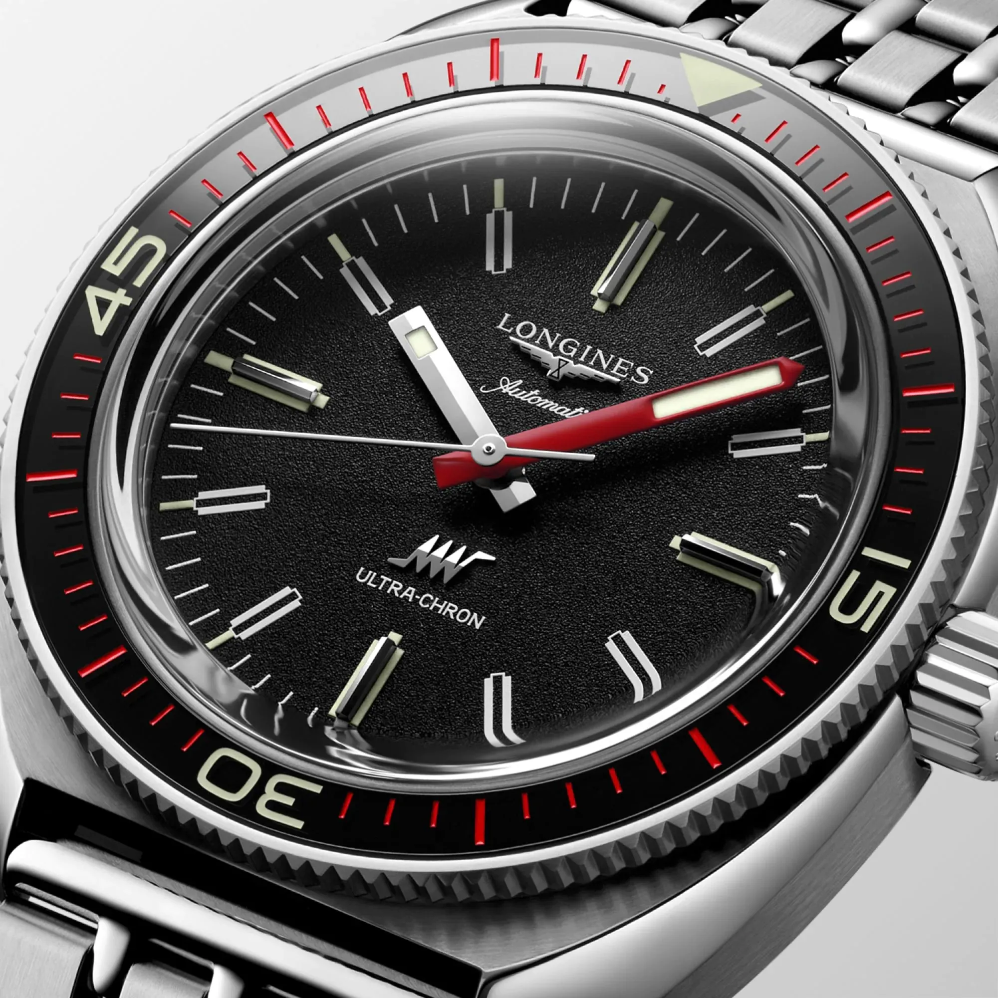 Longines Ultra-Chron Black Red Steel Watch L28364526