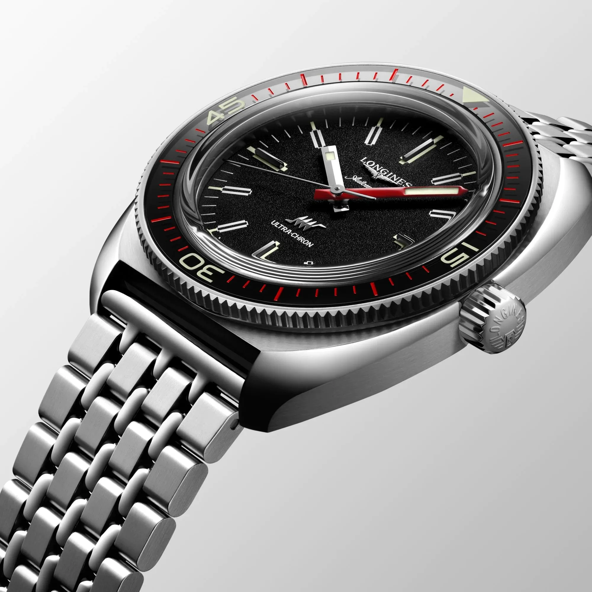 Longines Ultra-Chron Black Red Steel Watch L28364526
