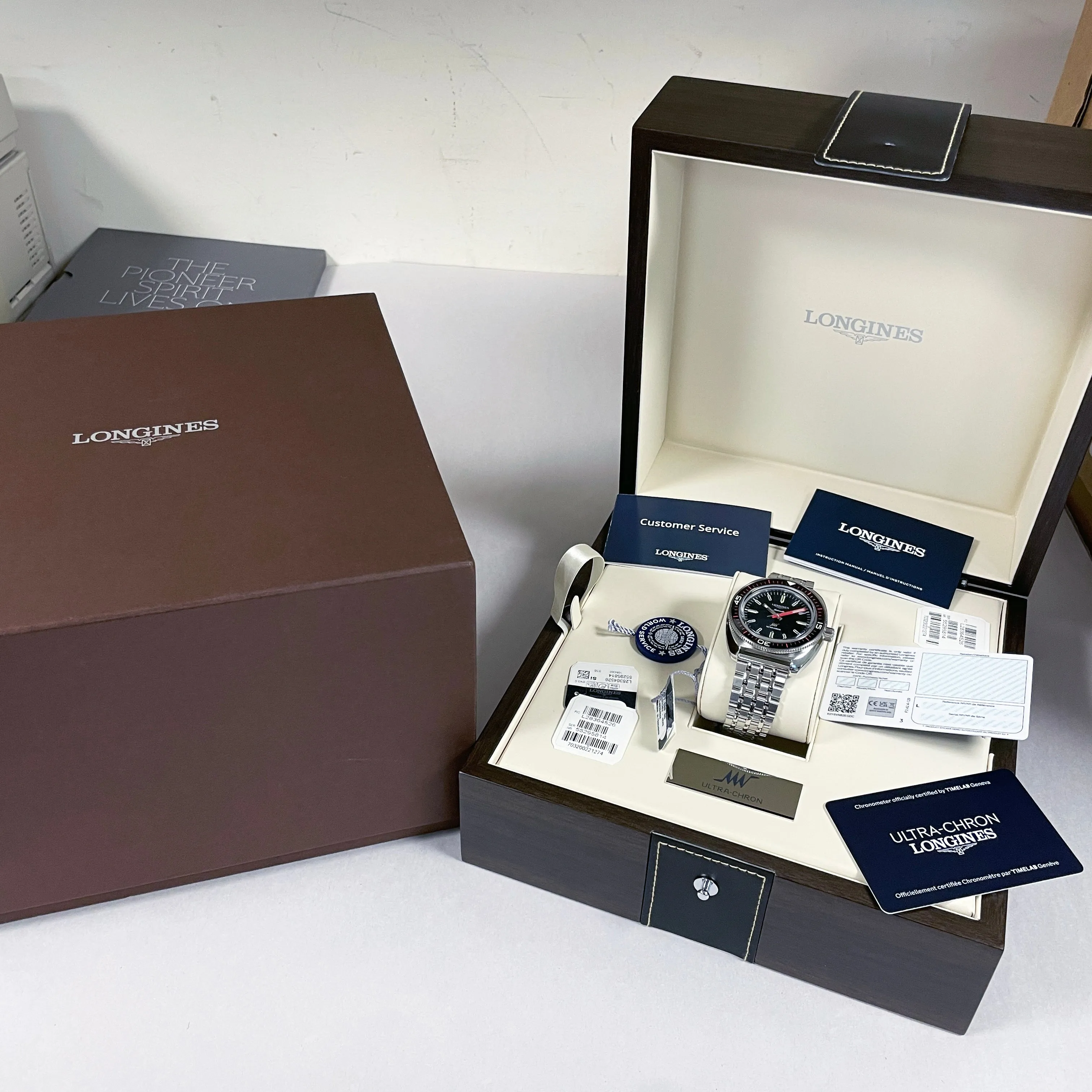 Longines Ultra-Chron Black Red Steel Watch L28364526