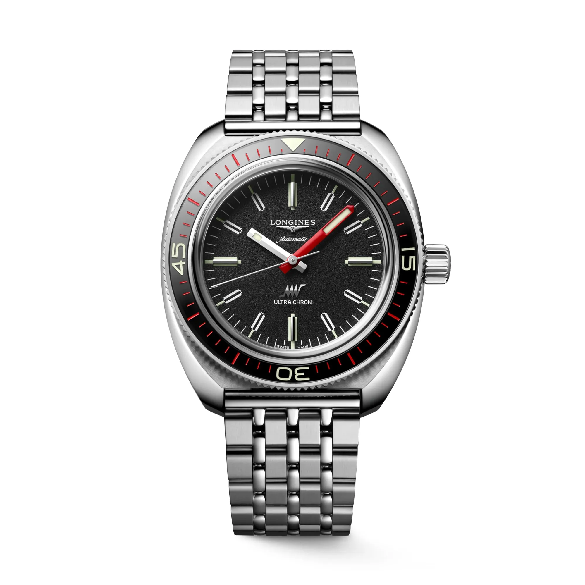Longines Ultra-Chron Black Red Steel Watch L28364526