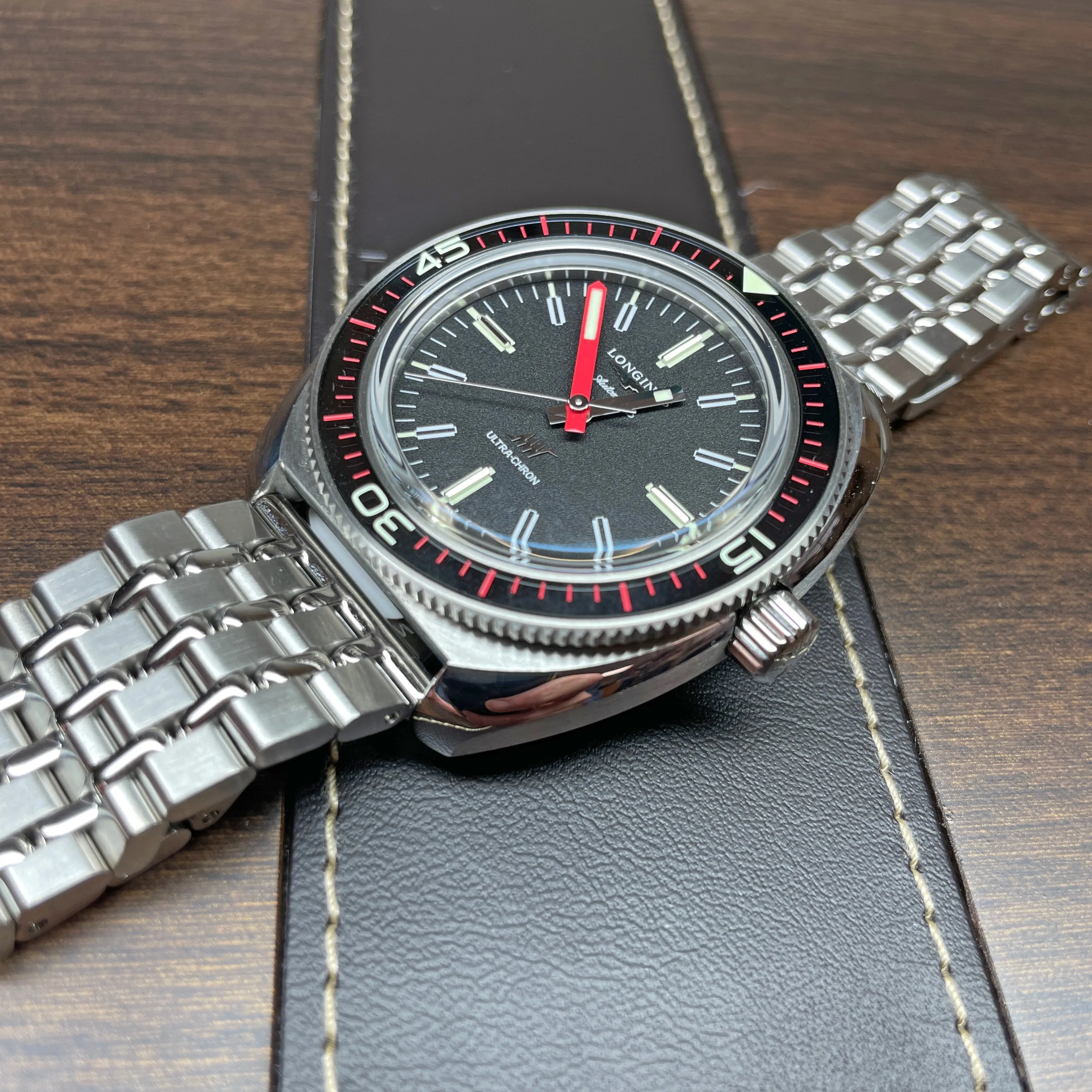 Longines Ultra-Chron Black Red Steel Watch L28364526