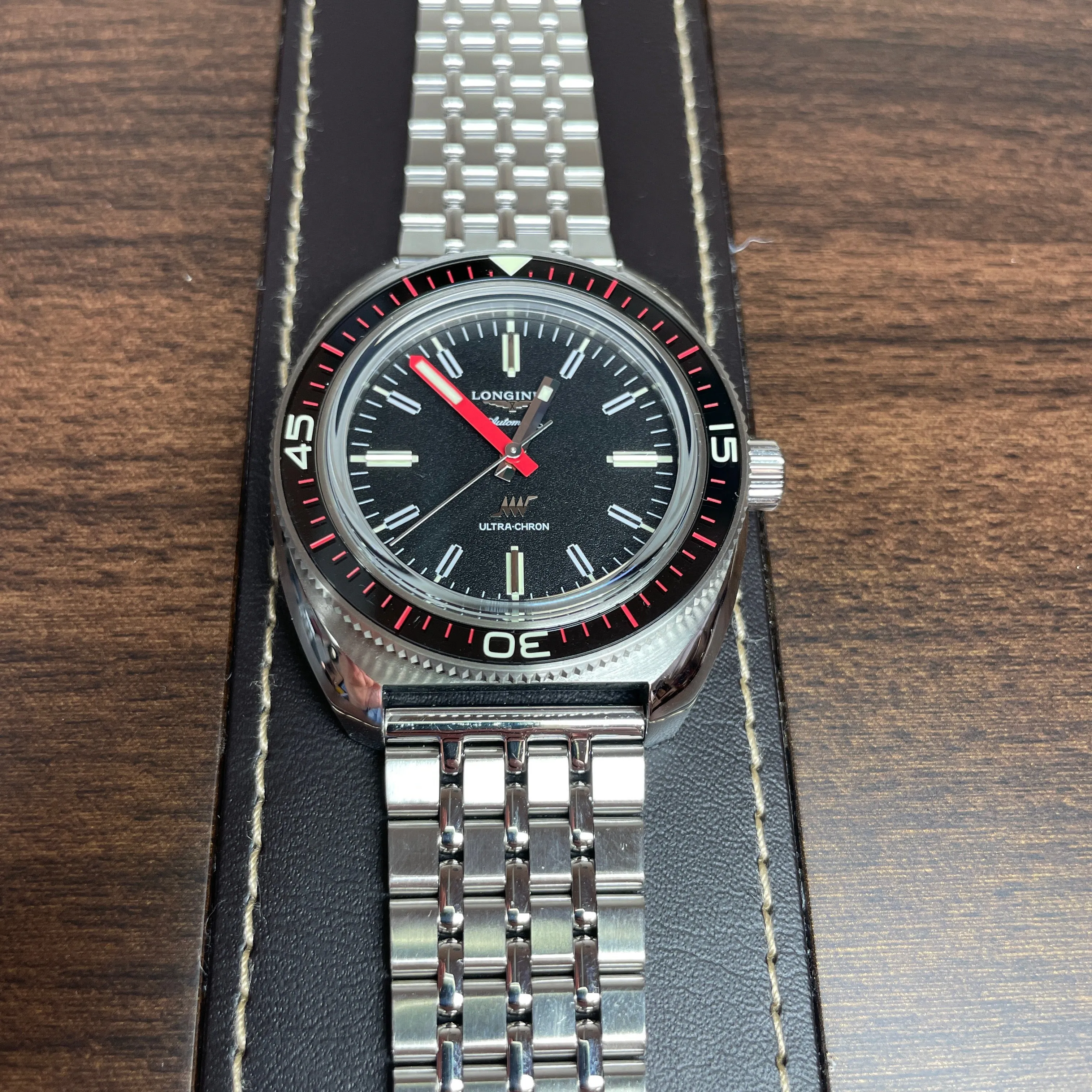 Longines Ultra-Chron Black Red Steel Watch L28364526