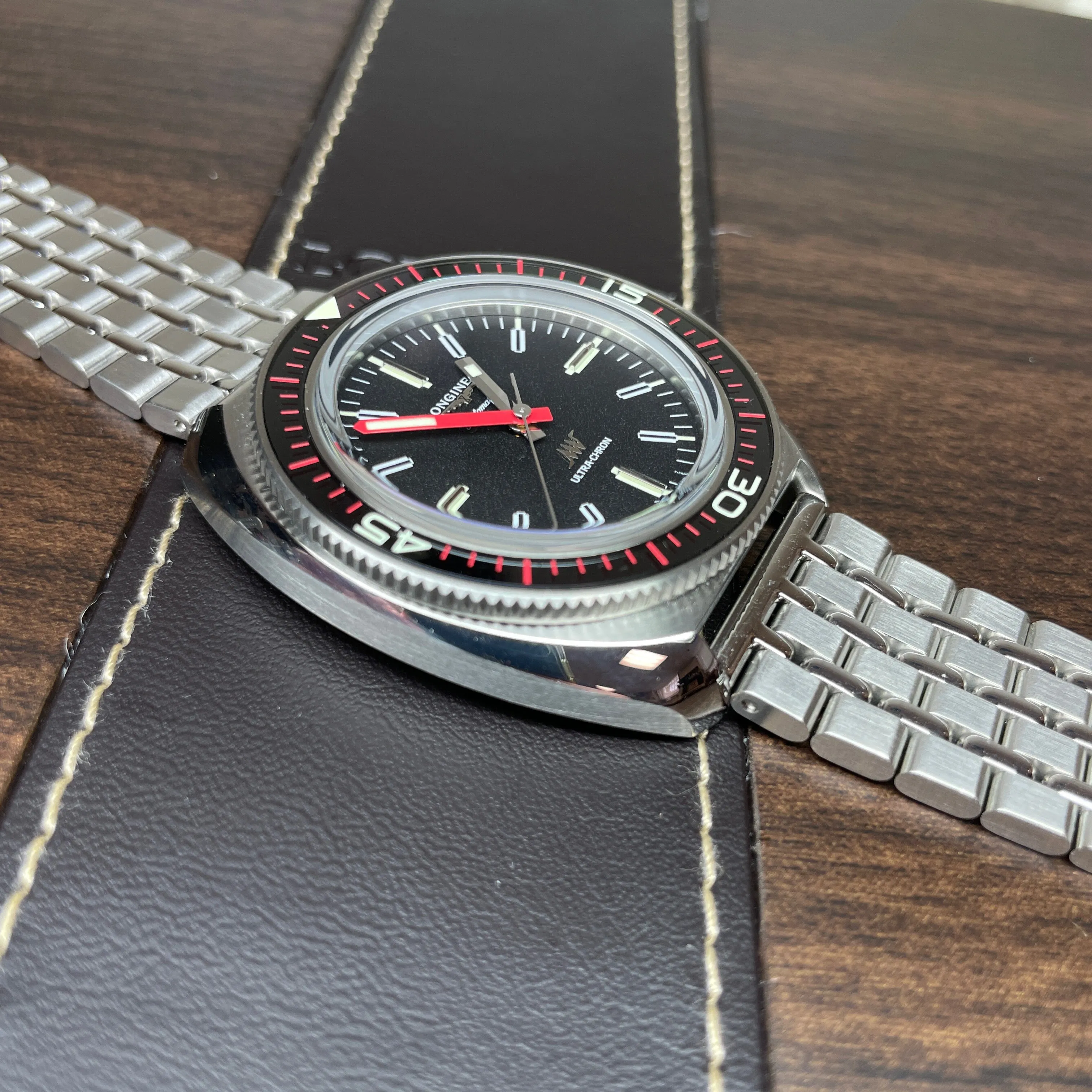 Longines Ultra-Chron Black Red Steel Watch L28364526
