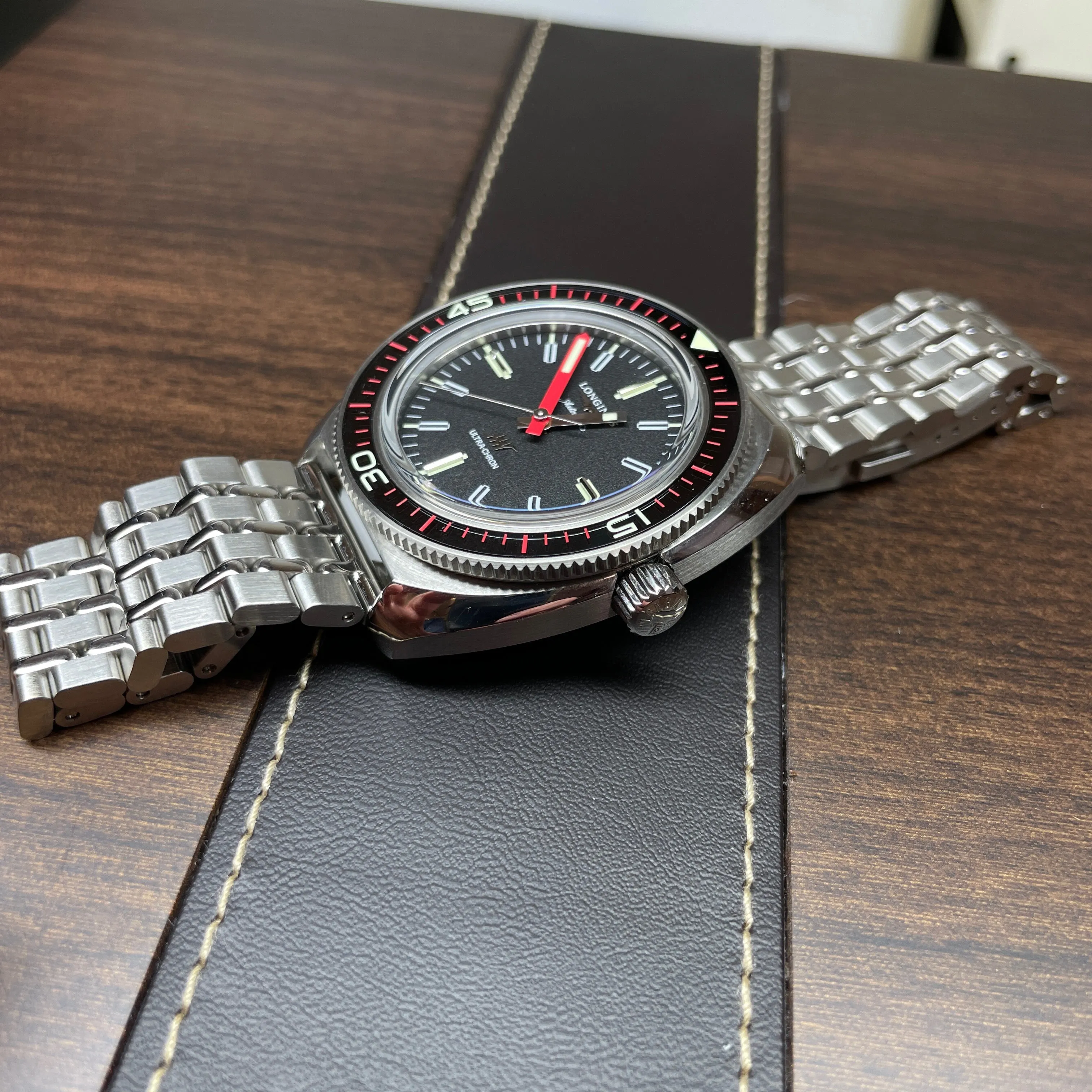 Longines Ultra-Chron Black Red Steel Watch L28364526