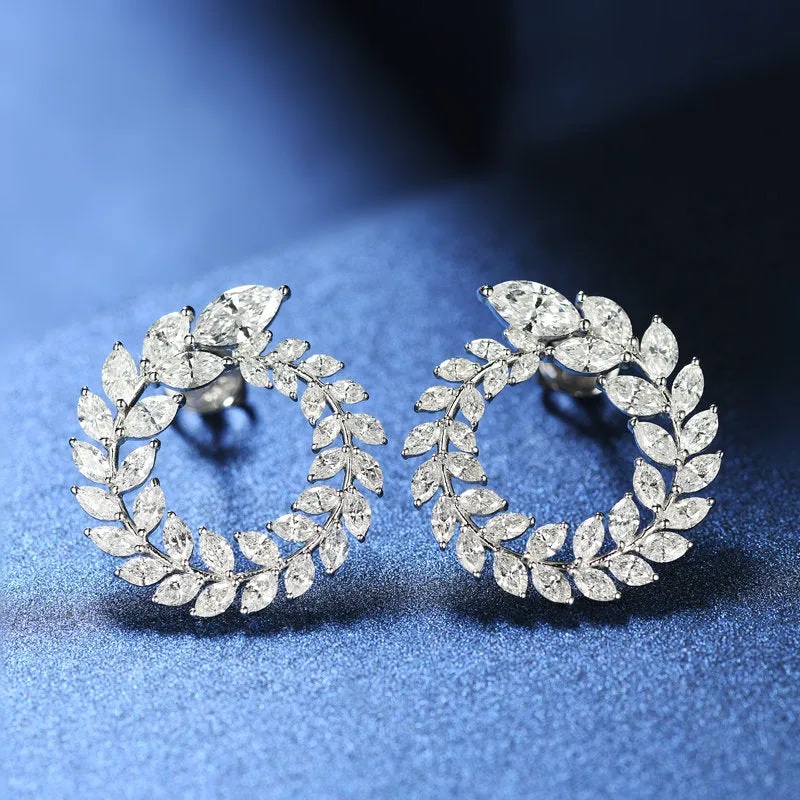 Luxury Marquise Cut Diamond Wreath Style Earrings