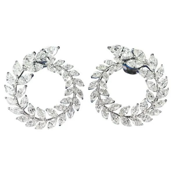 Luxury Marquise Cut Diamond Wreath Style Earrings