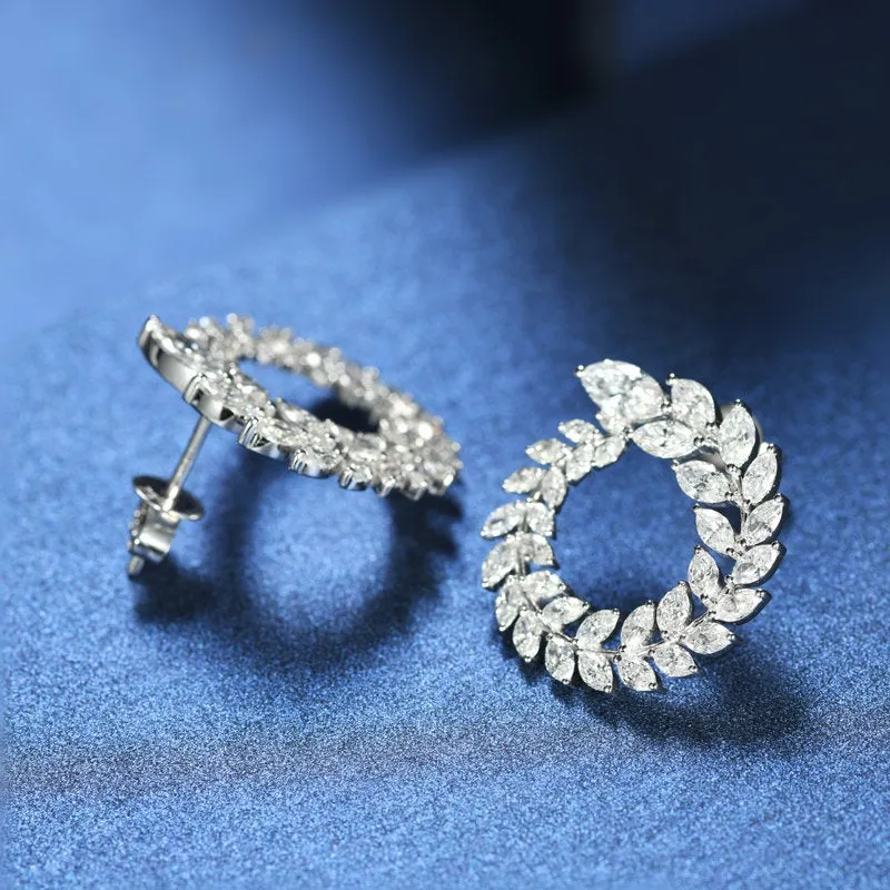 Luxury Marquise Cut Diamond Wreath Style Earrings