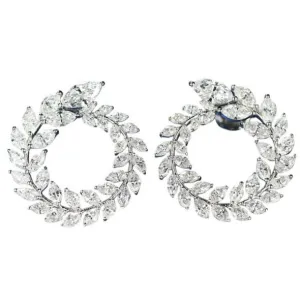 Luxury Marquise Cut Diamond Wreath Style Earrings