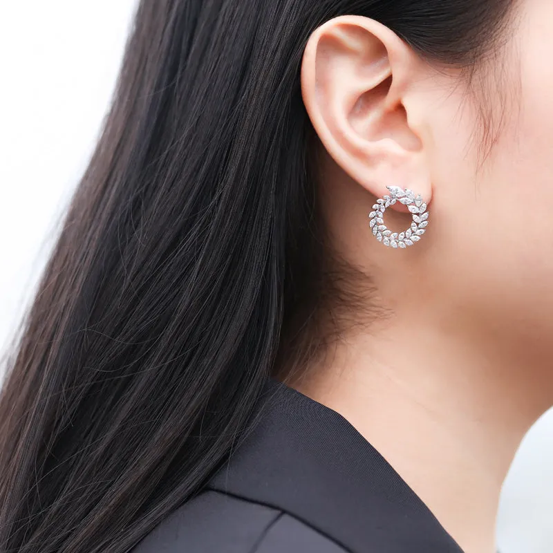 Luxury Marquise Cut Diamond Wreath Style Earrings