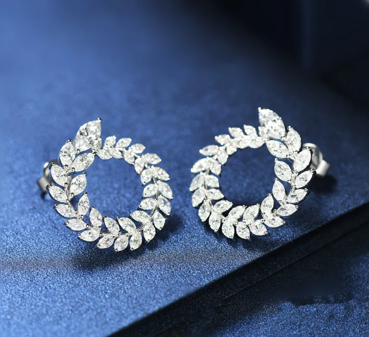 Luxury Marquise Cut Diamond Wreath Style Earrings