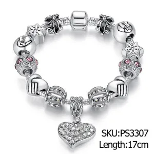 Luxury Silver Crystal Charm Bracelet