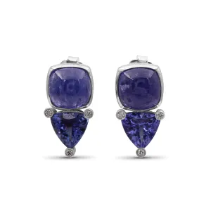 Luxury Tanzanite 22ct and Diamond 0.15ct Earring in 18K Gold